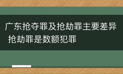 广东抢夺罪及抢劫罪主要差异 抢劫罪是数额犯罪