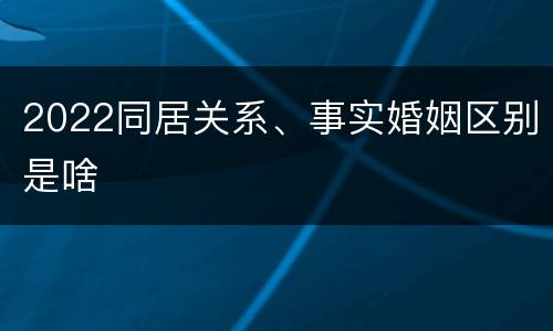 2022同居关系、事实婚姻区别是啥