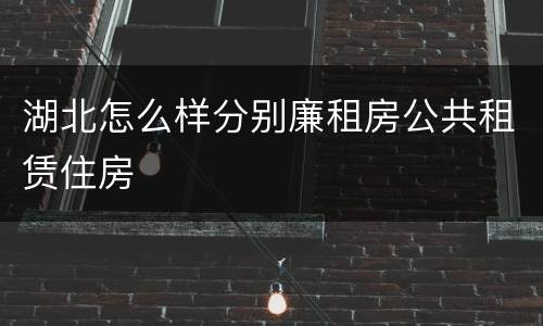 湖北怎么样分别廉租房公共租赁住房