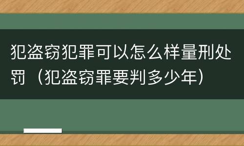 犯盗窃犯罪可以怎么样量刑处罚（犯盗窃罪要判多少年）