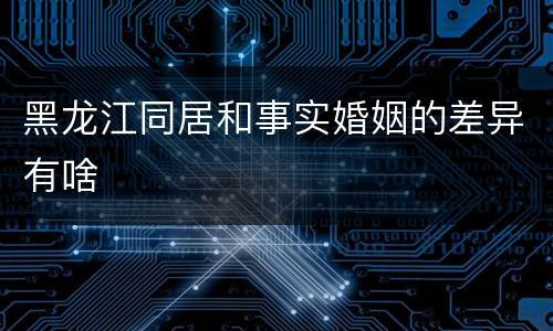 黑龙江同居和事实婚姻的差异有啥