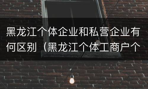 黑龙江个体企业和私营企业有何区别（黑龙江个体工商户个人所得税起征点）