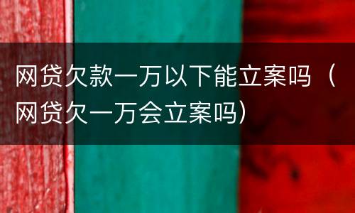 网贷欠款一万以下能立案吗（网贷欠一万会立案吗）