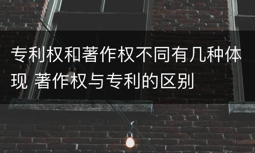 专利权和著作权不同有几种体现 著作权与专利的区别