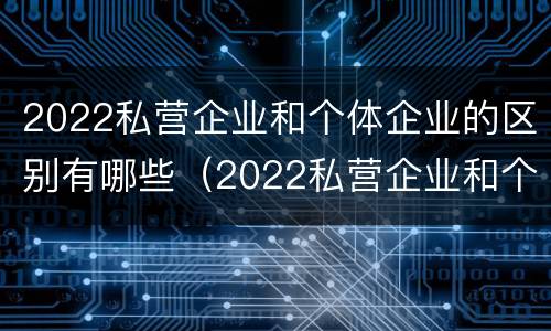2022私营企业和个体企业的区别有哪些（2022私营企业和个体企业的区别有哪些呢）