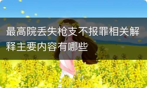 最高院丢失枪支不报罪相关解释主要内容有哪些