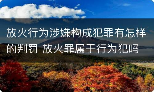 放火行为涉嫌构成犯罪有怎样的判罚 放火罪属于行为犯吗