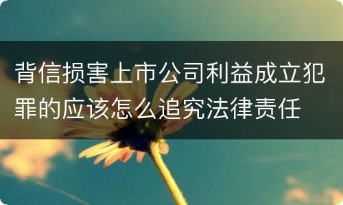背信损害上市公司利益成立犯罪的应该怎么追究法律责任