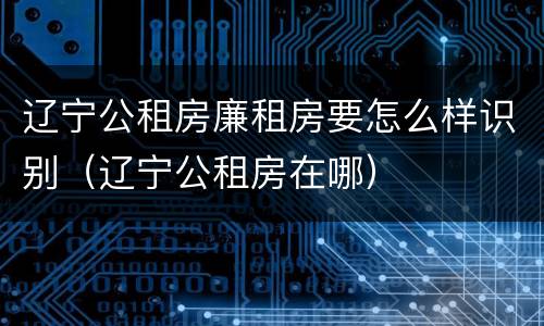 辽宁公租房廉租房要怎么样识别（辽宁公租房在哪）
