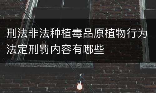 刑法非法种植毒品原植物行为法定刑罚内容有哪些