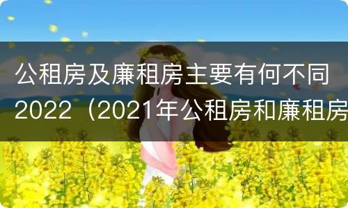 公租房及廉租房主要有何不同2022（2021年公租房和廉租房有什么区别）