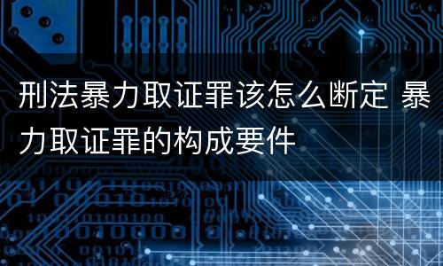 刑法暴力取证罪该怎么断定 暴力取证罪的构成要件