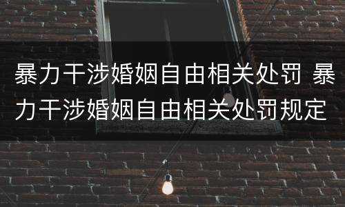 暴力干涉婚姻自由相关处罚 暴力干涉婚姻自由相关处罚规定