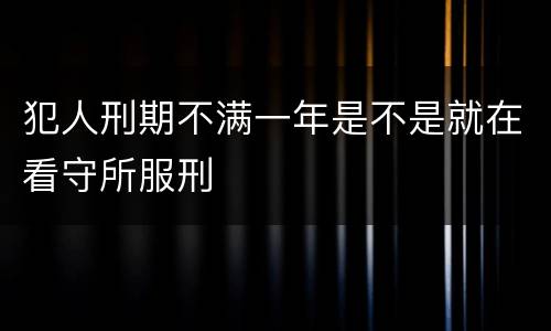 犯人刑期不满一年是不是就在看守所服刑
