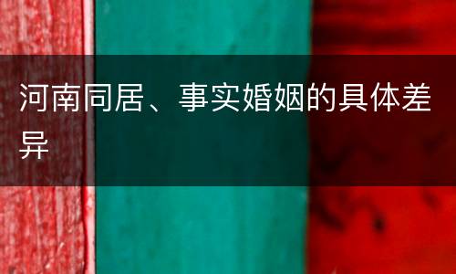 河南同居、事实婚姻的具体差异