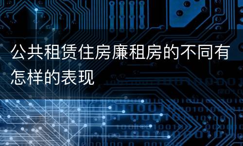 公共租赁住房廉租房的不同有怎样的表现