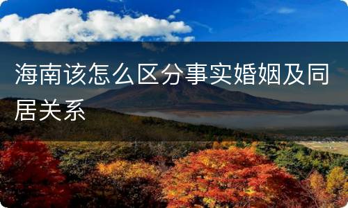 海南该怎么区分事实婚姻及同居关系