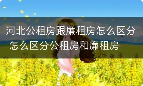 河北公租房跟廉租房怎么区分 怎么区分公租房和廉租房