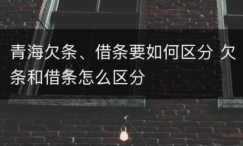 青海欠条、借条要如何区分 欠条和借条怎么区分