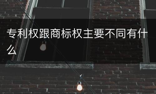 专利权跟商标权主要不同有什么