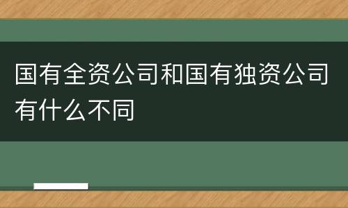 国有全资公司和国有独资公司有什么不同