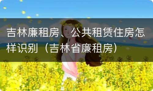 吉林廉租房、公共租赁住房怎样识别（吉林省廉租房）