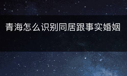 青海怎么识别同居跟事实婚姻