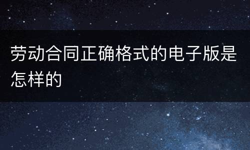 劳动合同正确格式的电子版是怎样的