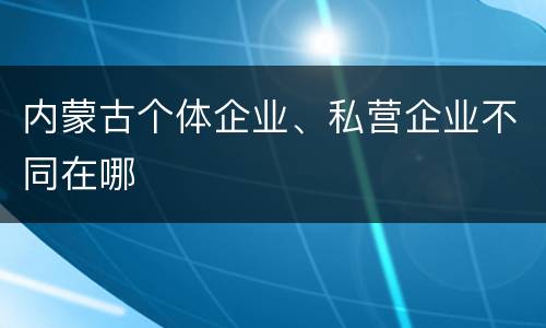 内蒙古个体企业、私营企业不同在哪
