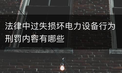 法律中过失损坏电力设备行为刑罚内容有哪些