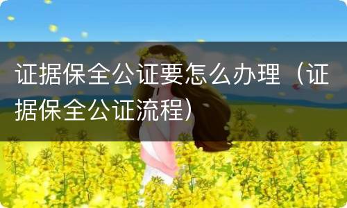 证据保全公证要怎么办理（证据保全公证流程）