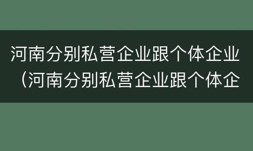 河南分别私营企业跟个体企业（河南分别私营企业跟个体企业哪个好）