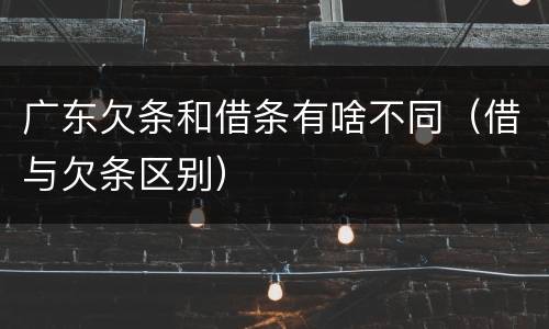 广东欠条和借条有啥不同（借与欠条区别）