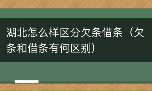 湖北怎么样区分欠条借条（欠条和借条有何区别）