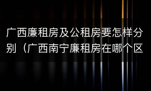 广西廉租房及公租房要怎样分别（广西南宁廉租房在哪个区域）