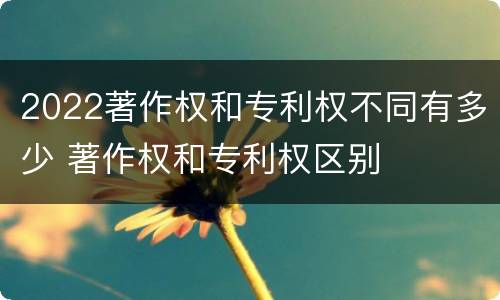 2022著作权和专利权不同有多少 著作权和专利权区别