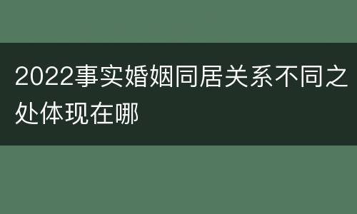 2022事实婚姻同居关系不同之处体现在哪