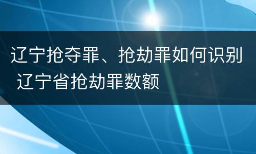 辽宁抢夺罪、抢劫罪如何识别 辽宁省抢劫罪数额