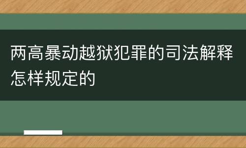 两高暴动越狱犯罪的司法解释怎样规定的