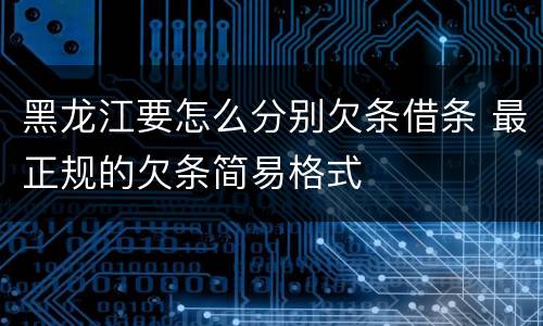 黑龙江要怎么分别欠条借条 最正规的欠条简易格式