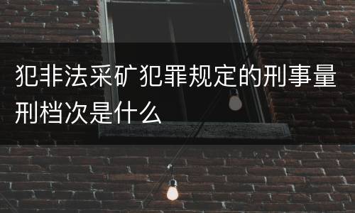 犯非法采矿犯罪规定的刑事量刑档次是什么