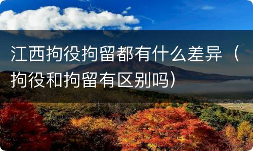 江西拘役拘留都有什么差异（拘役和拘留有区别吗）