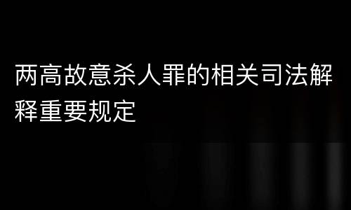 两高故意杀人罪的相关司法解释重要规定