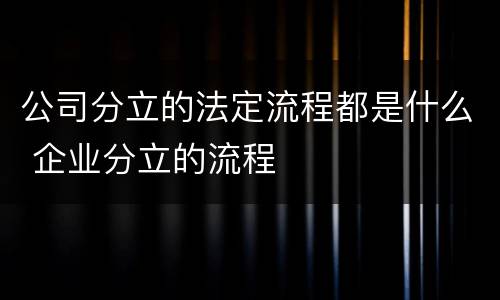 公司分立的法定流程都是什么 企业分立的流程