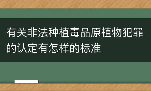 有关非法种植毒品原植物犯罪的认定有怎样的标准