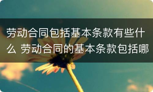 劳动合同包括基本条款有些什么 劳动合同的基本条款包括哪些