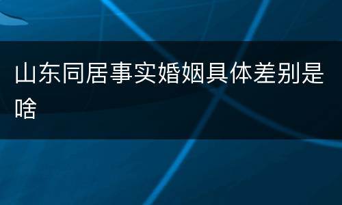 山东同居事实婚姻具体差别是啥