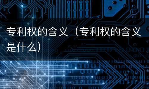 专利权的含义（专利权的含义是什么）