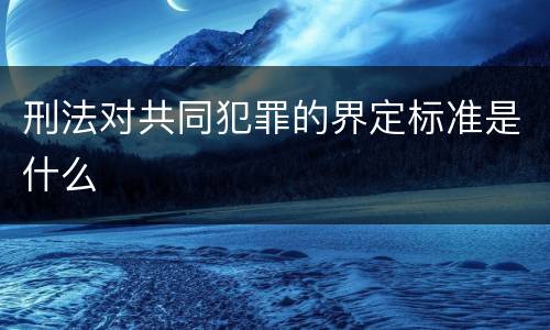 刑法对共同犯罪的界定标准是什么