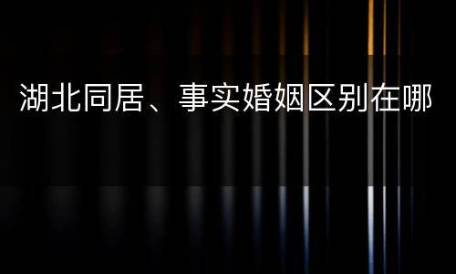 湖北同居、事实婚姻区别在哪